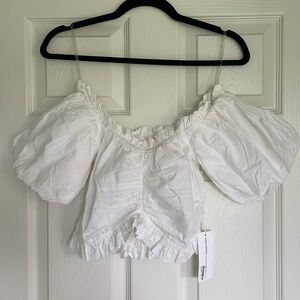 Off the Shoulder White Crop Top